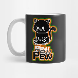 Black Cat Gamer pew pew pew Mug